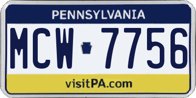 PA license plate MCW7756