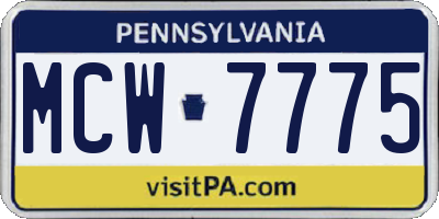 PA license plate MCW7775