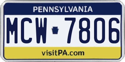 PA license plate MCW7806