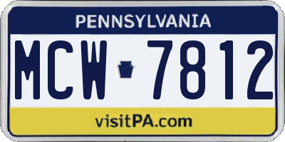 PA license plate MCW7812
