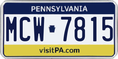 PA license plate MCW7815