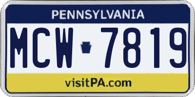 PA license plate MCW7819