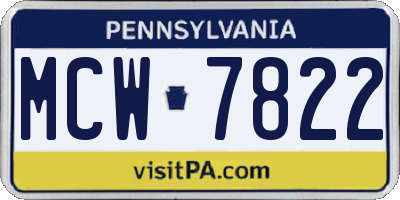 PA license plate MCW7822