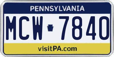 PA license plate MCW7840