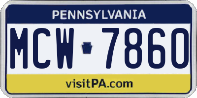 PA license plate MCW7860