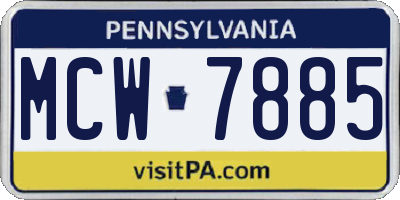PA license plate MCW7885
