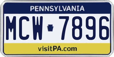 PA license plate MCW7896