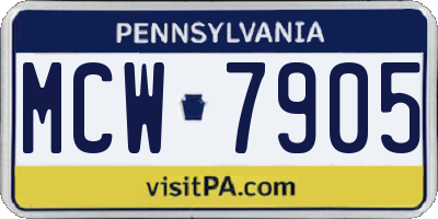 PA license plate MCW7905