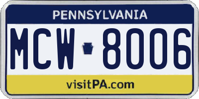 PA license plate MCW8006