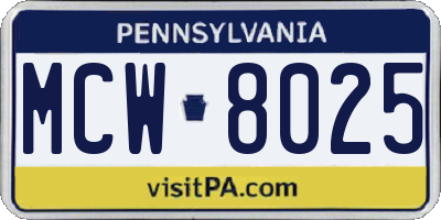PA license plate MCW8025