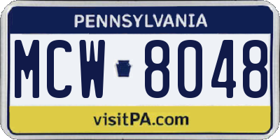 PA license plate MCW8048