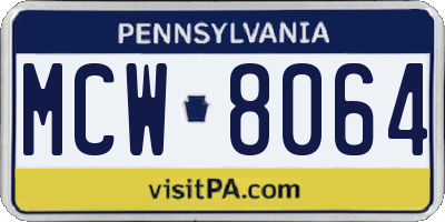 PA license plate MCW8064
