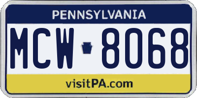 PA license plate MCW8068