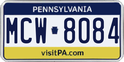 PA license plate MCW8084