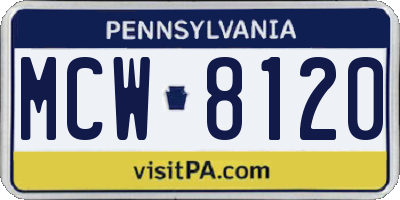 PA license plate MCW8120