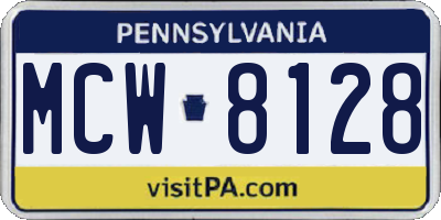 PA license plate MCW8128