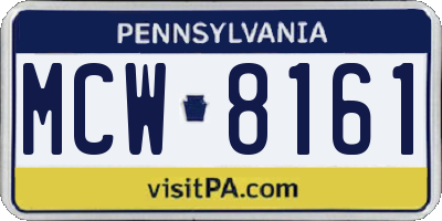 PA license plate MCW8161