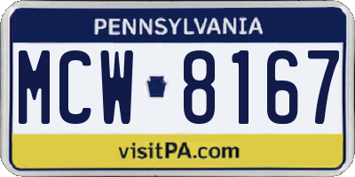 PA license plate MCW8167