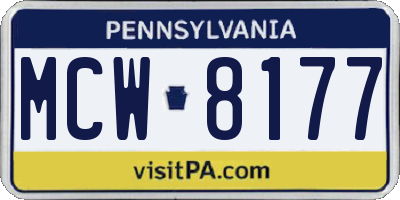 PA license plate MCW8177