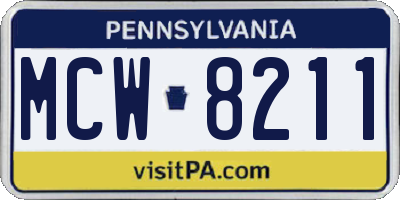 PA license plate MCW8211