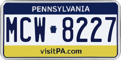 PA license plate MCW8227