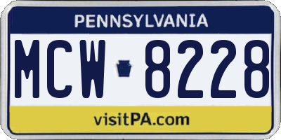 PA license plate MCW8228