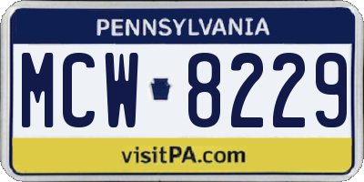 PA license plate MCW8229