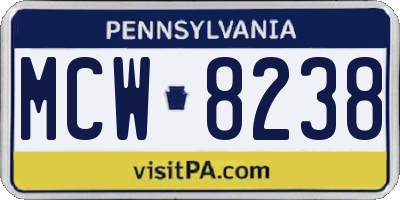 PA license plate MCW8238