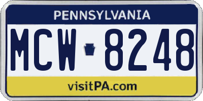 PA license plate MCW8248