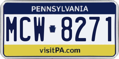 PA license plate MCW8271