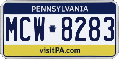 PA license plate MCW8283