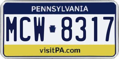 PA license plate MCW8317