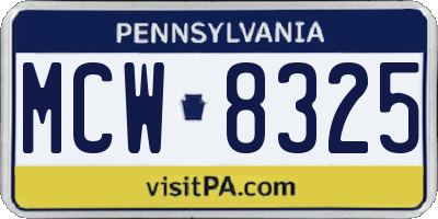 PA license plate MCW8325