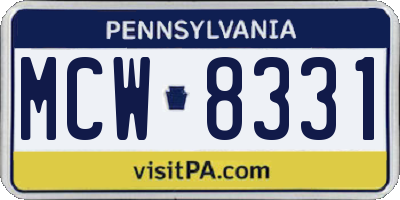 PA license plate MCW8331