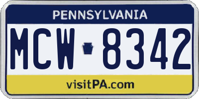 PA license plate MCW8342