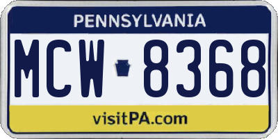 PA license plate MCW8368