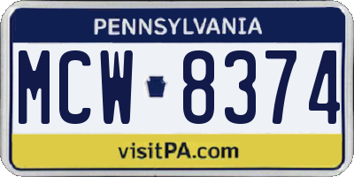 PA license plate MCW8374