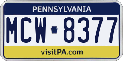 PA license plate MCW8377