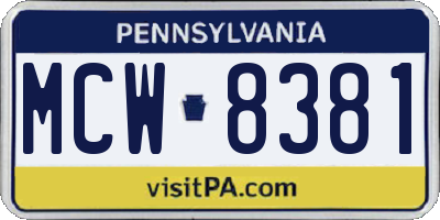 PA license plate MCW8381