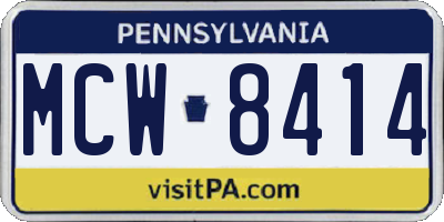 PA license plate MCW8414