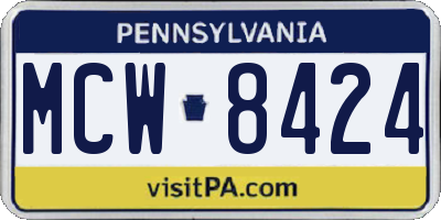 PA license plate MCW8424