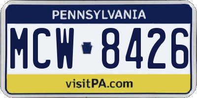 PA license plate MCW8426