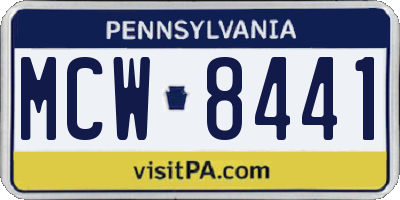 PA license plate MCW8441