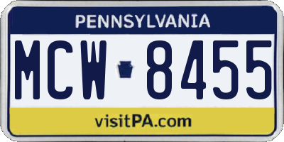 PA license plate MCW8455