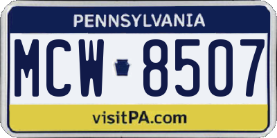 PA license plate MCW8507