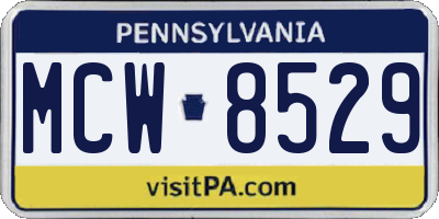 PA license plate MCW8529