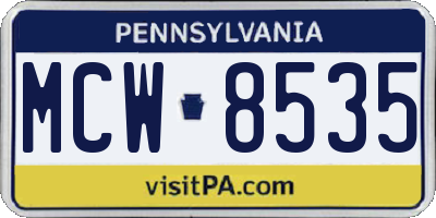 PA license plate MCW8535