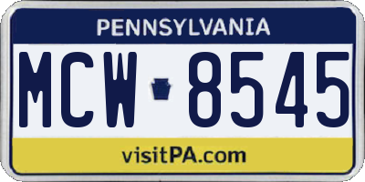 PA license plate MCW8545