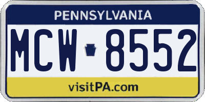 PA license plate MCW8552