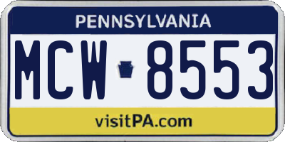 PA license plate MCW8553